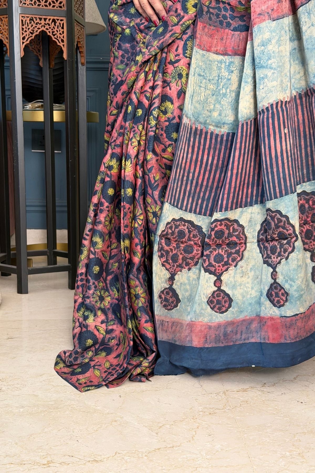Pomegranate handcrafted pure tussar modal saree!!