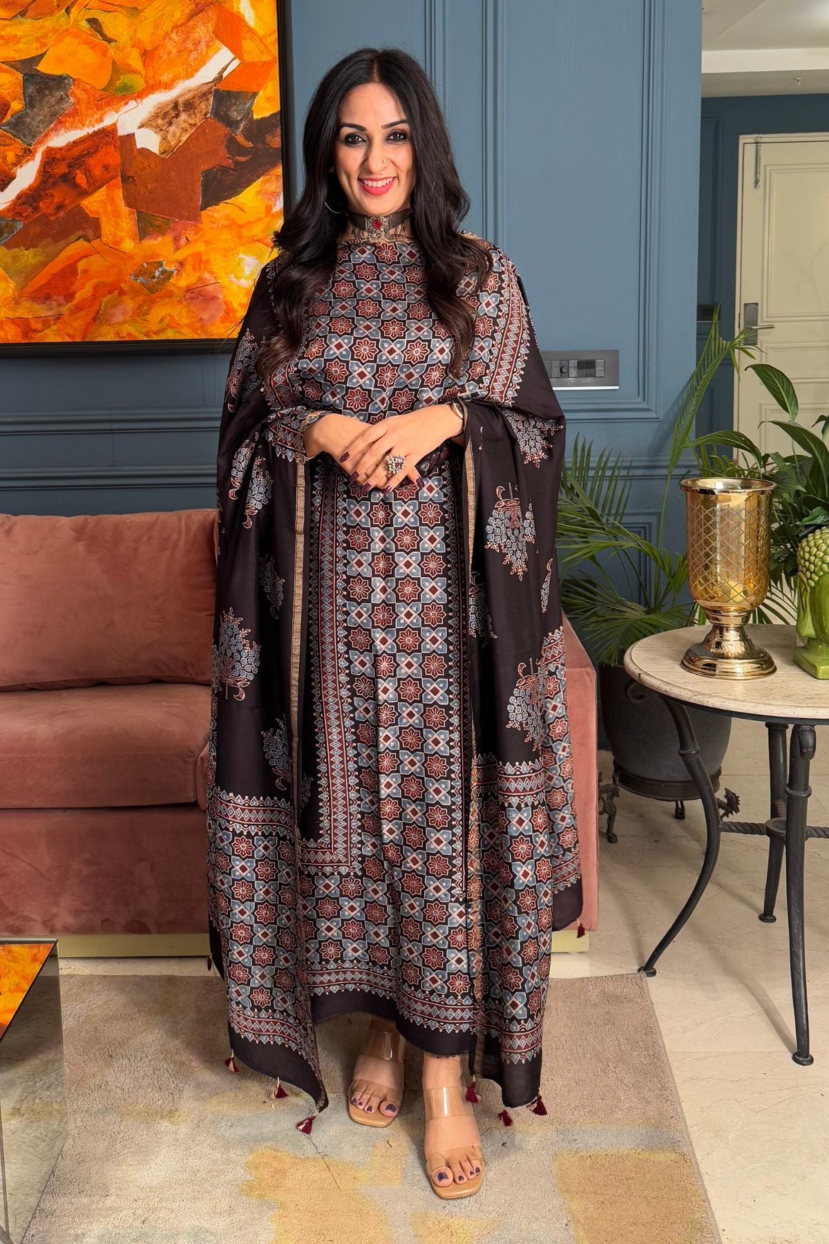 Ajrakh Chanderi Silk sets