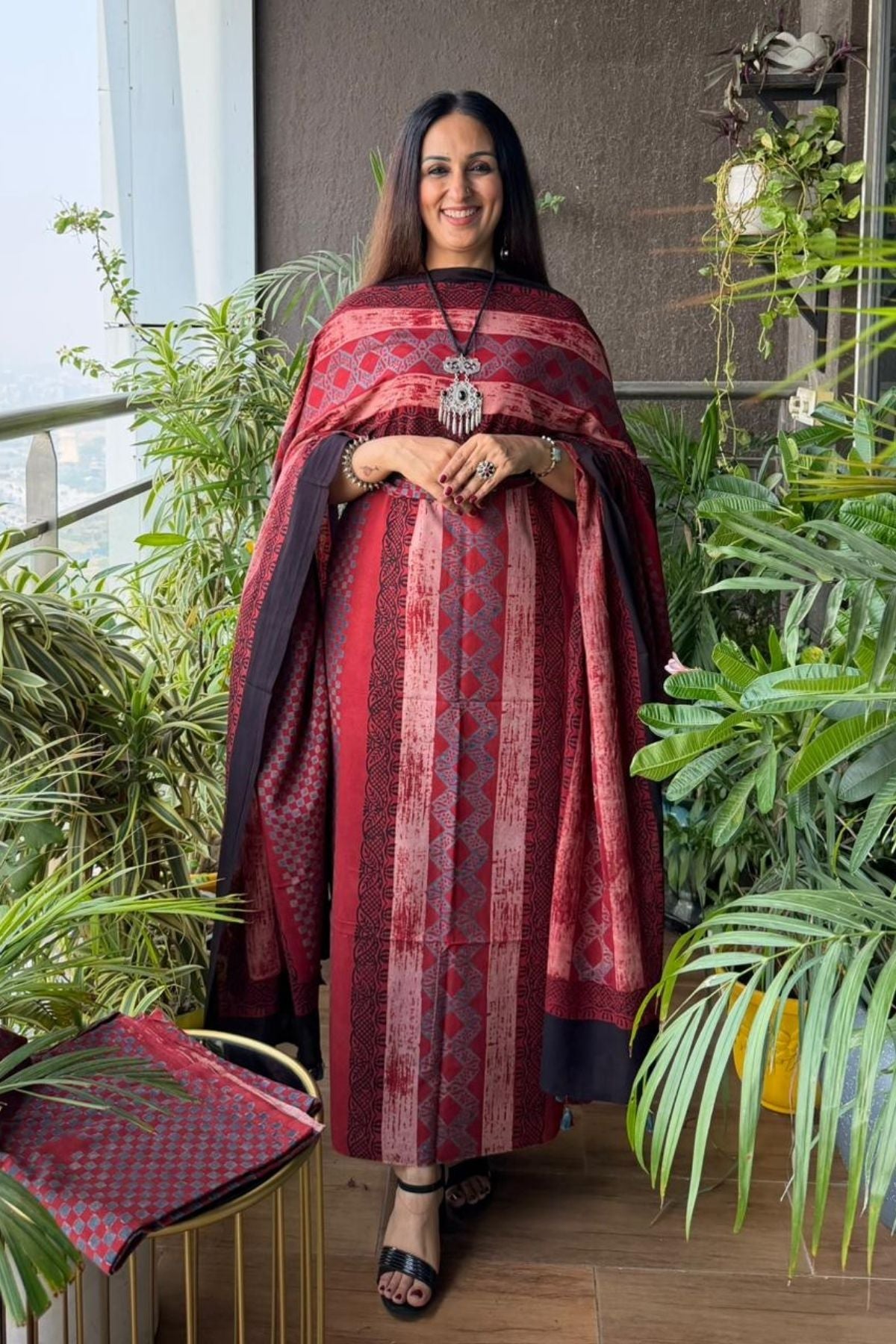 Handblocked Ajrakh Taj cotton full sets!!