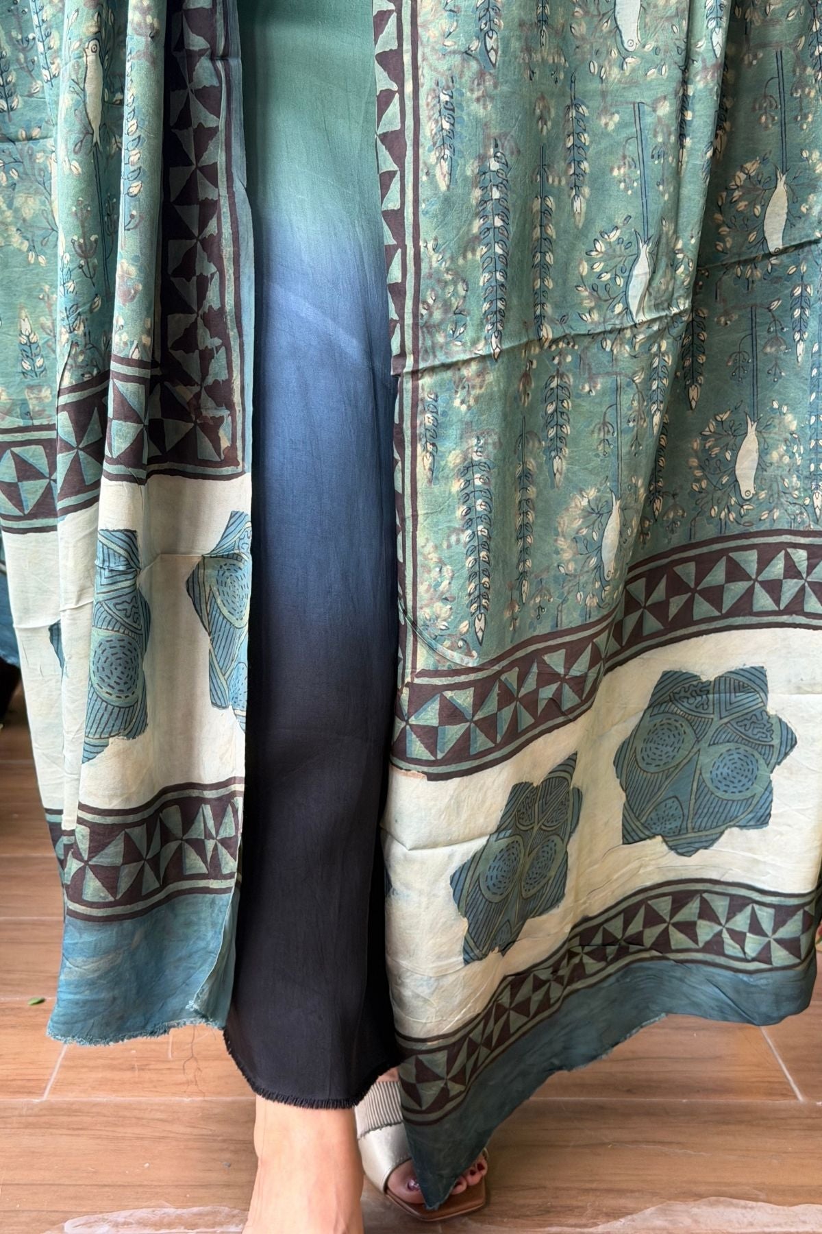 Ombré dyed modal kurta fabric with vegetable Handblock dyed dupatta!!