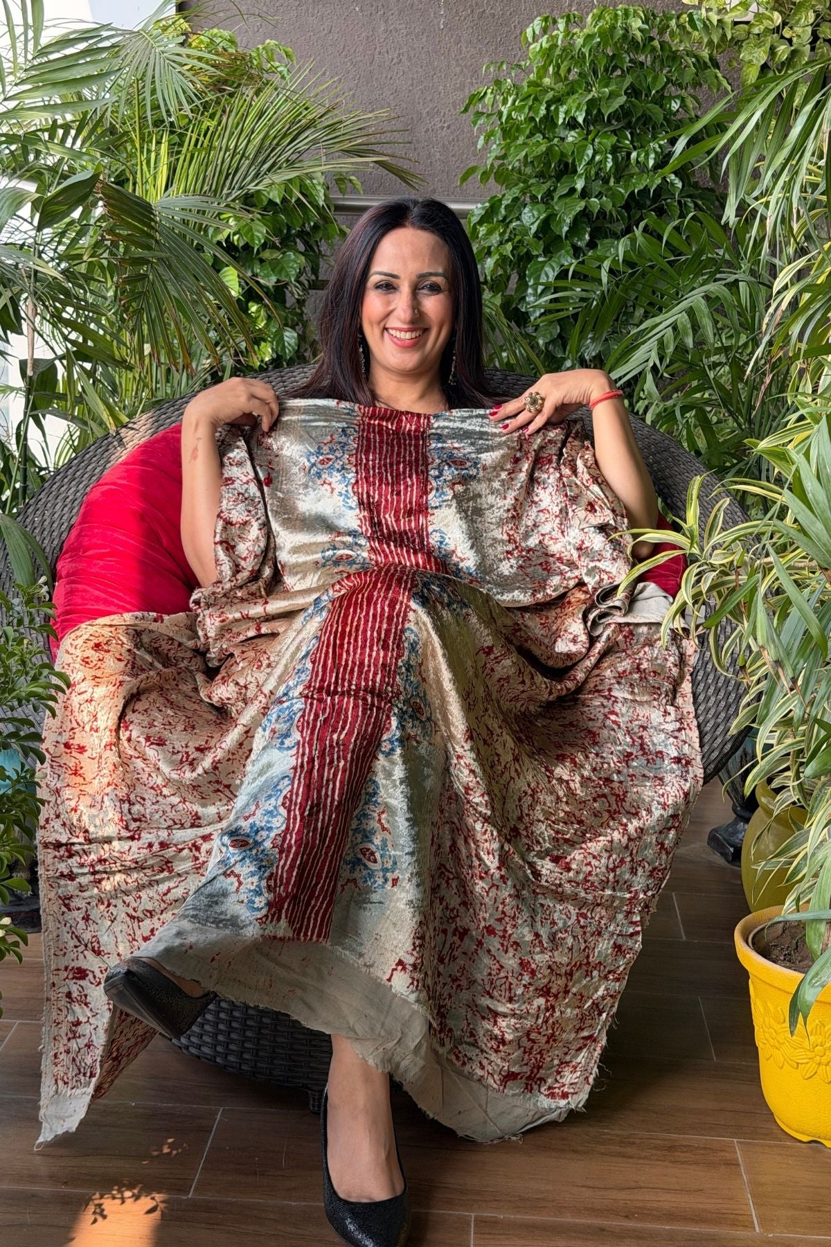 Ajrakh art on Velvet (kurta only)