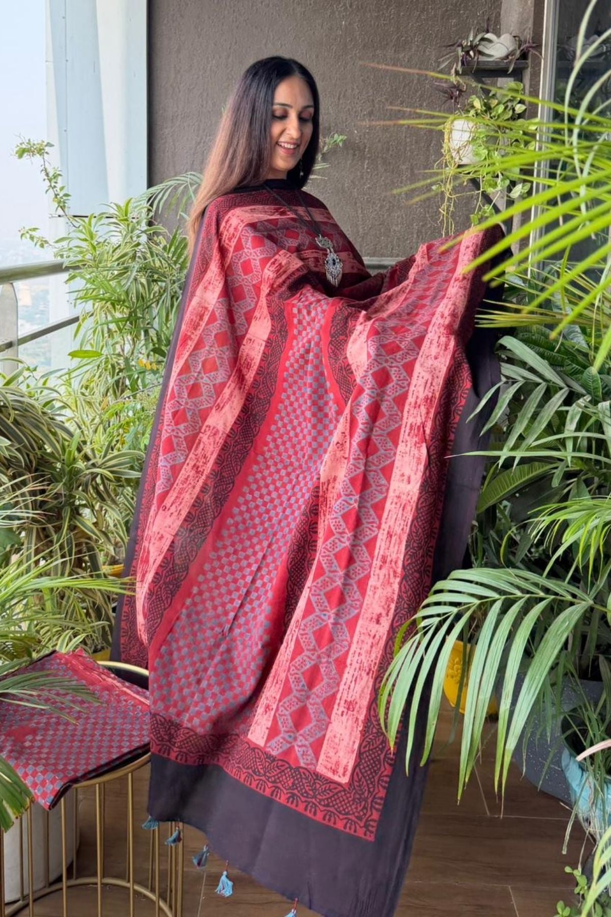 Handblocked Ajrakh Taj cotton full sets!!