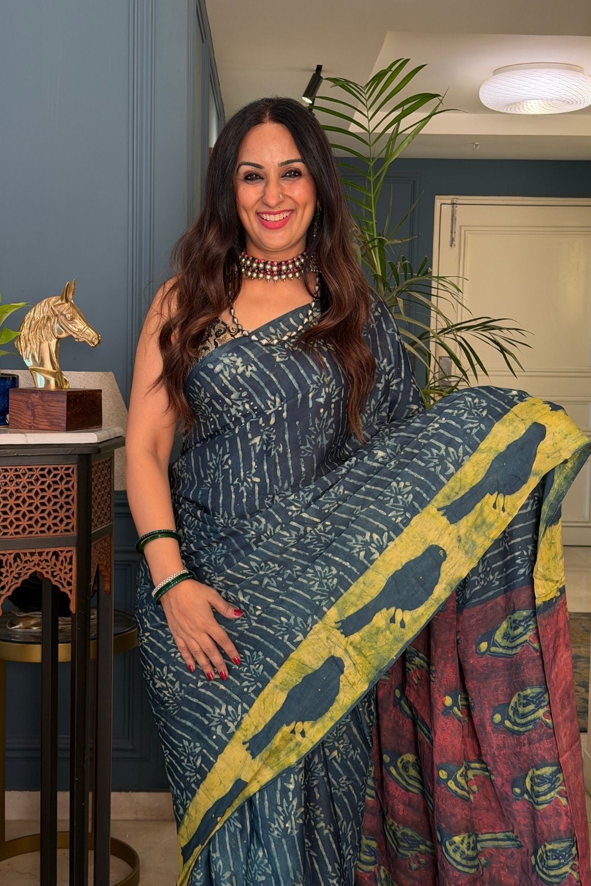 Pomegranate handcrafted pure tussar modal saree!!