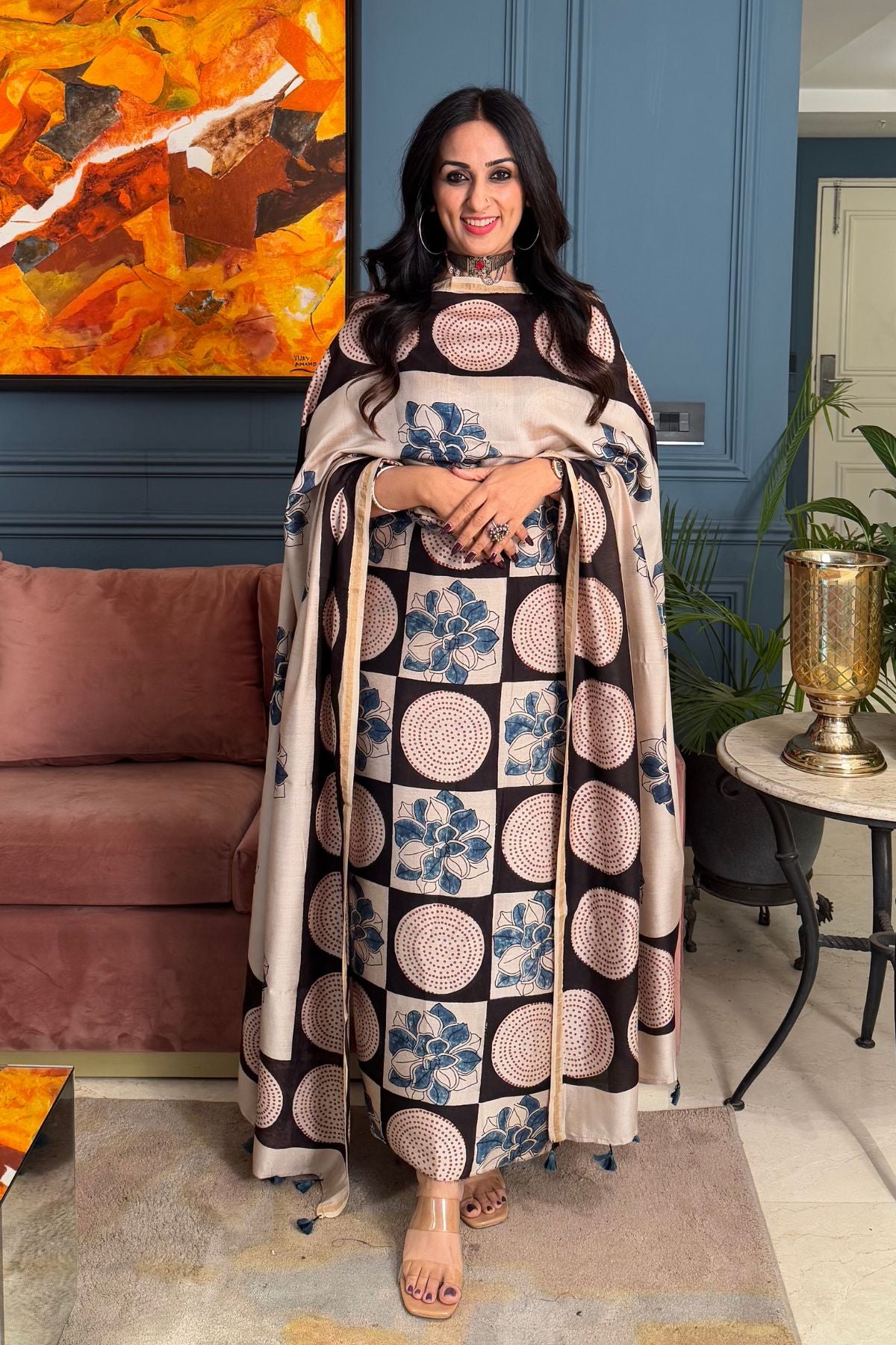 Ajrakh Chanderi Silk sets