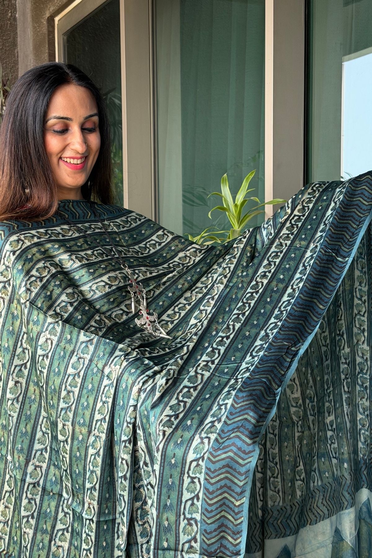 Ombré dyed modal kurta fabric with vegetable Handblock dyed dupatta!!