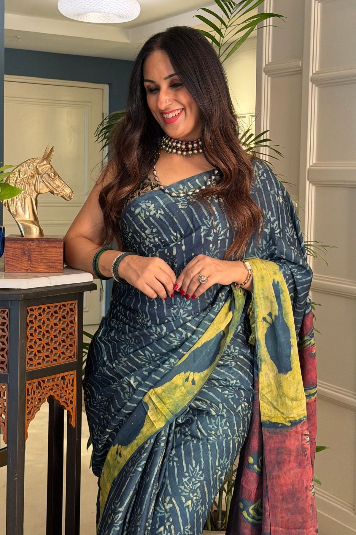 Pomegranate handcrafted pure tussar modal saree!!