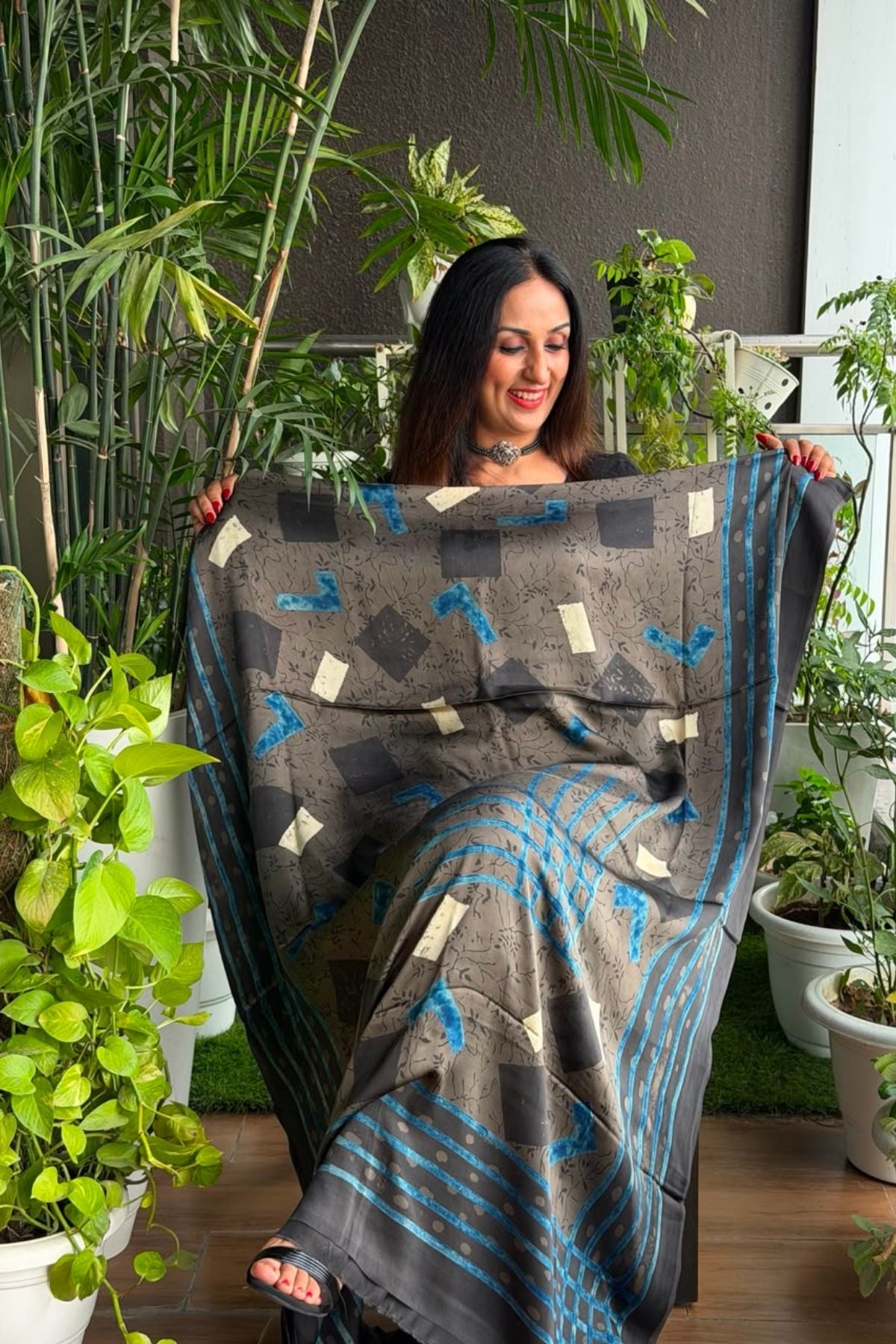 Ajrakh kurta fabric on pure modal !!