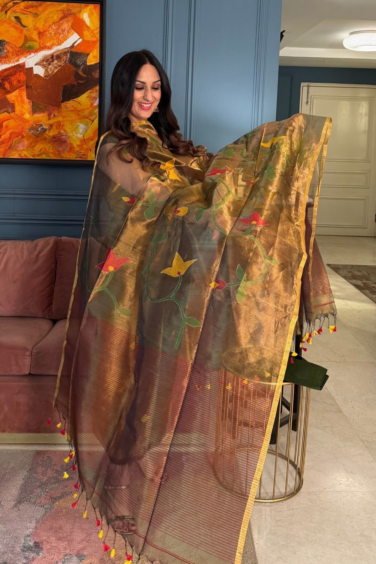 Jamdani handwoven full set in tissue muslin!!!