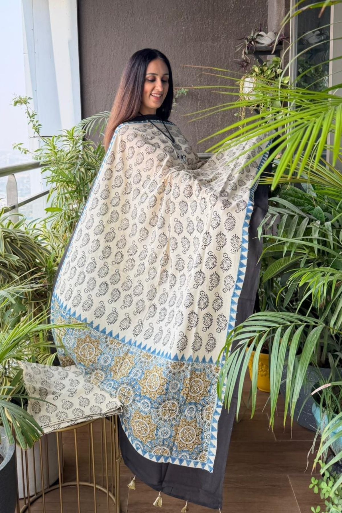 Handblocked Ajrakh Taj cotton full sets!!