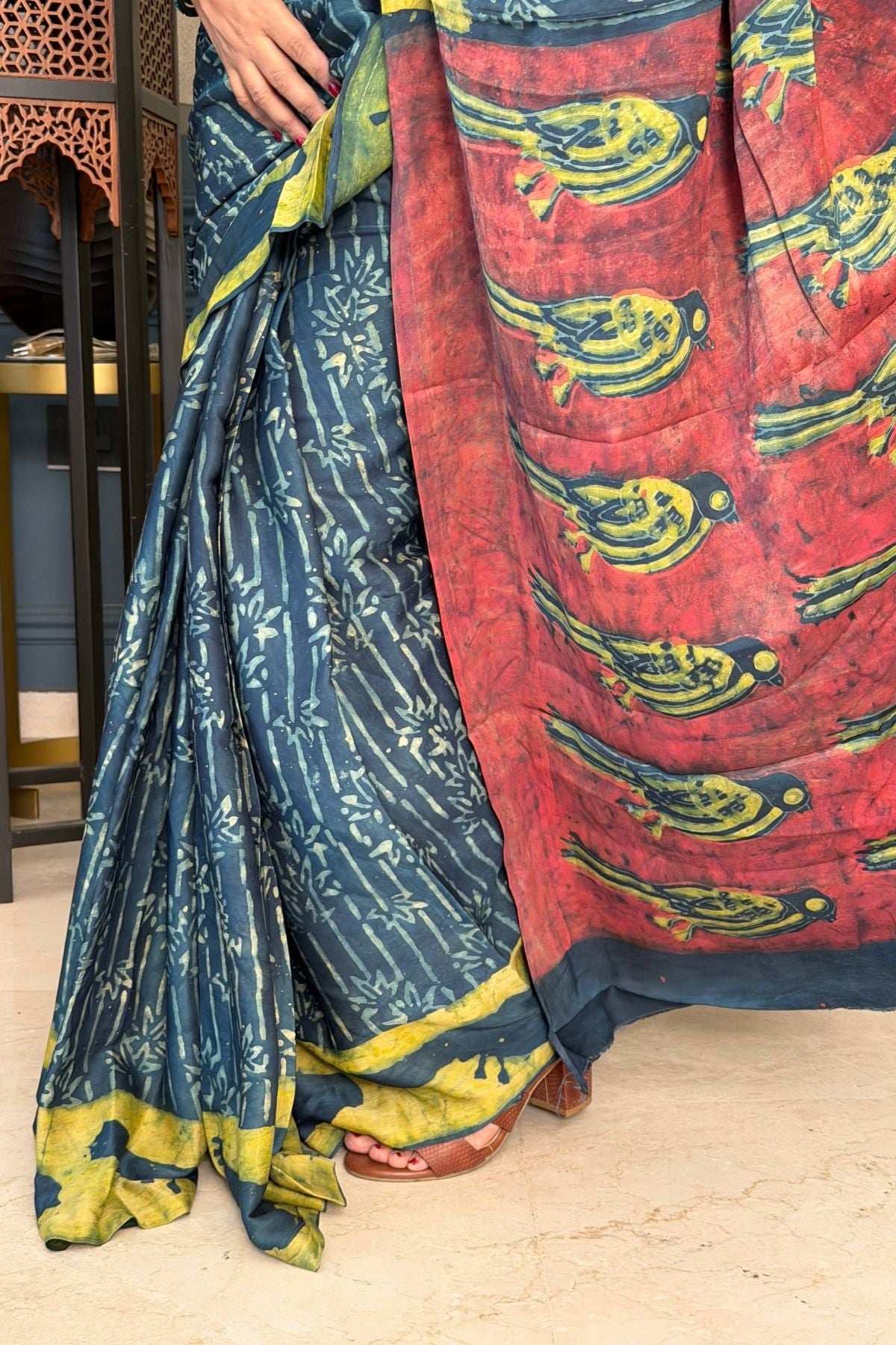 Pomegranate handcrafted pure tussar modal saree!!