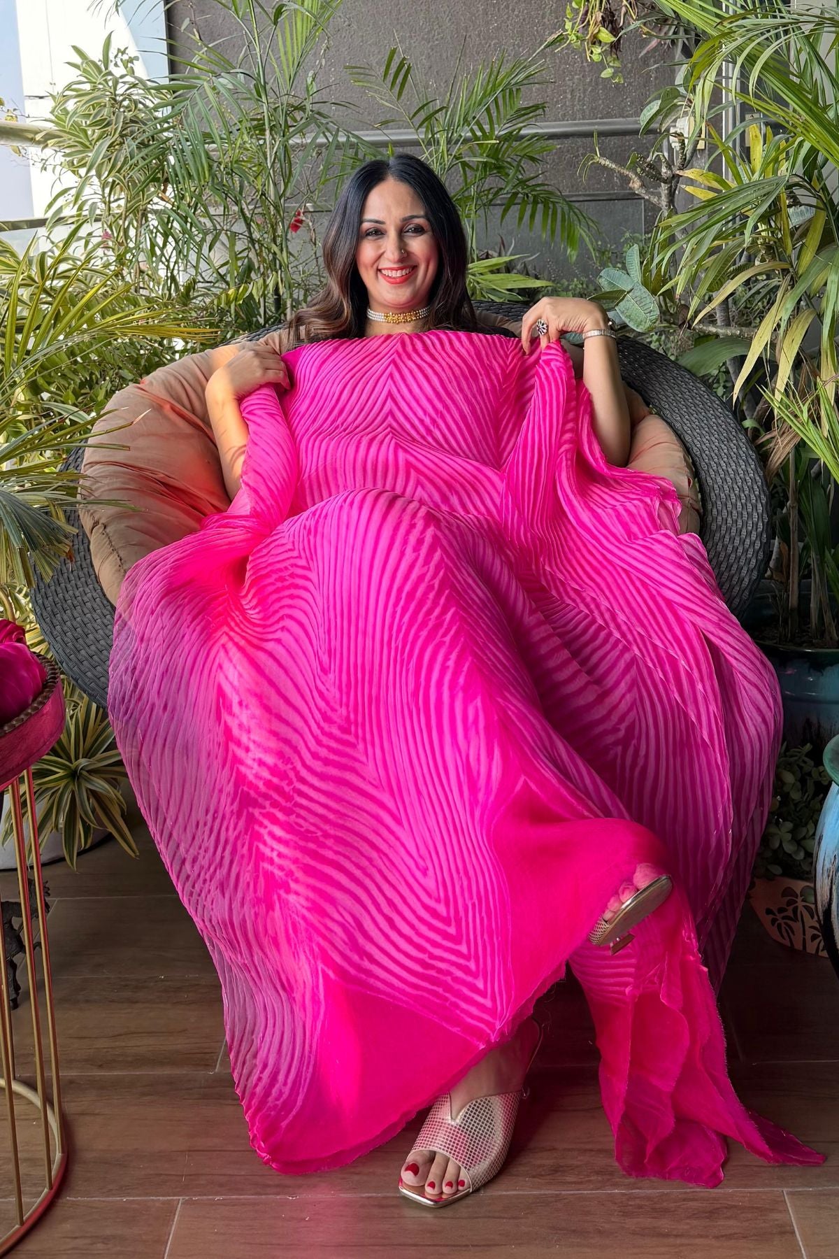 Pure Organza Arashi Shibori dye kurta fabric!!!