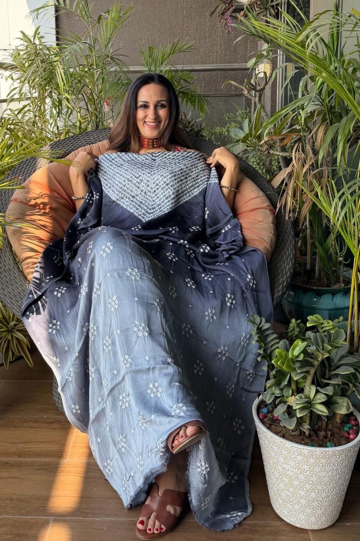 Shibori & Bandhani Kurta on pure modal satin!!