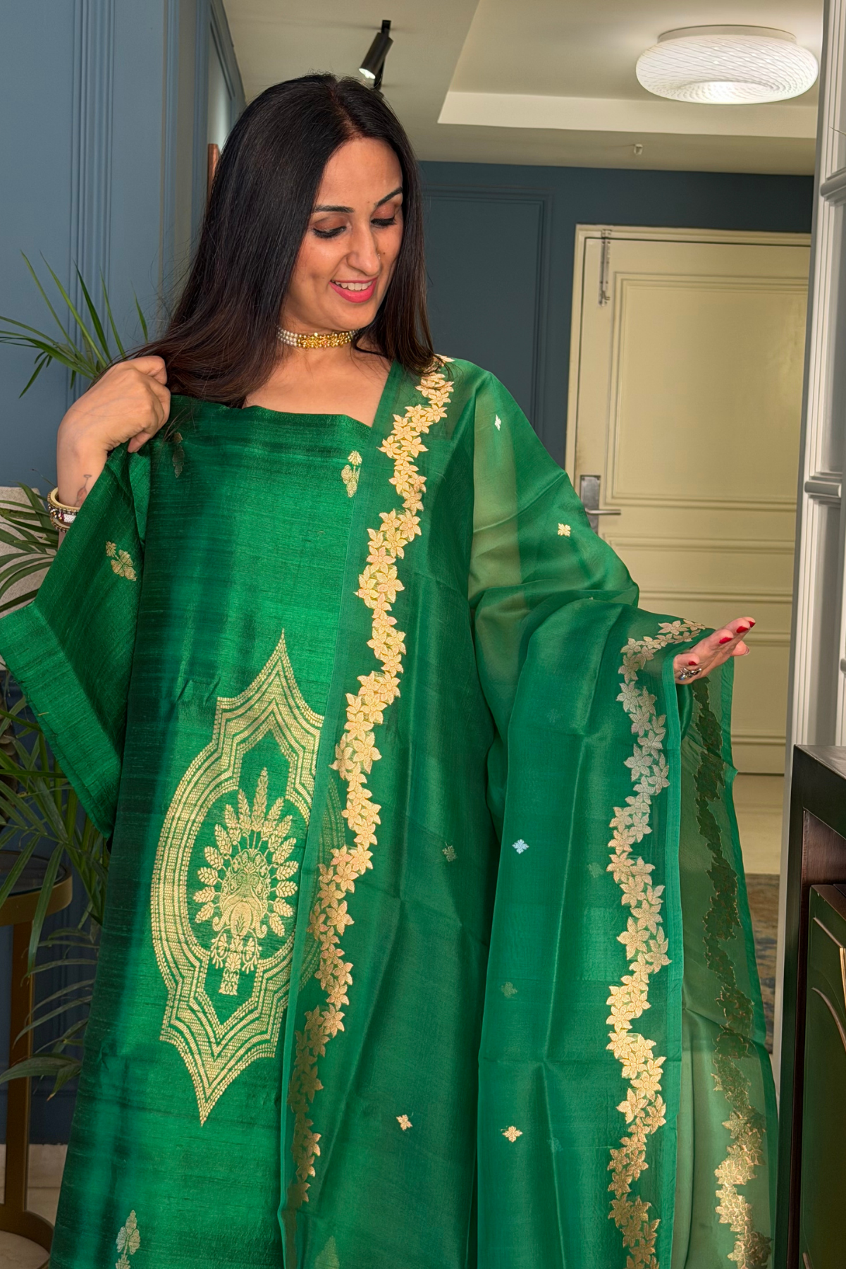 Handwoven Pure Raw silk suit sets with pure organza silk dupatta!!