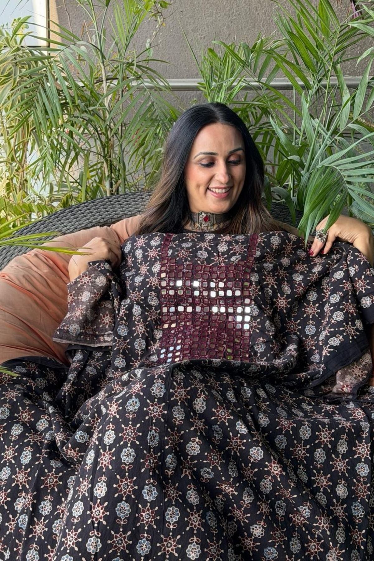 Pure Cotton Kutch mirror hand work kurta fabrics!!