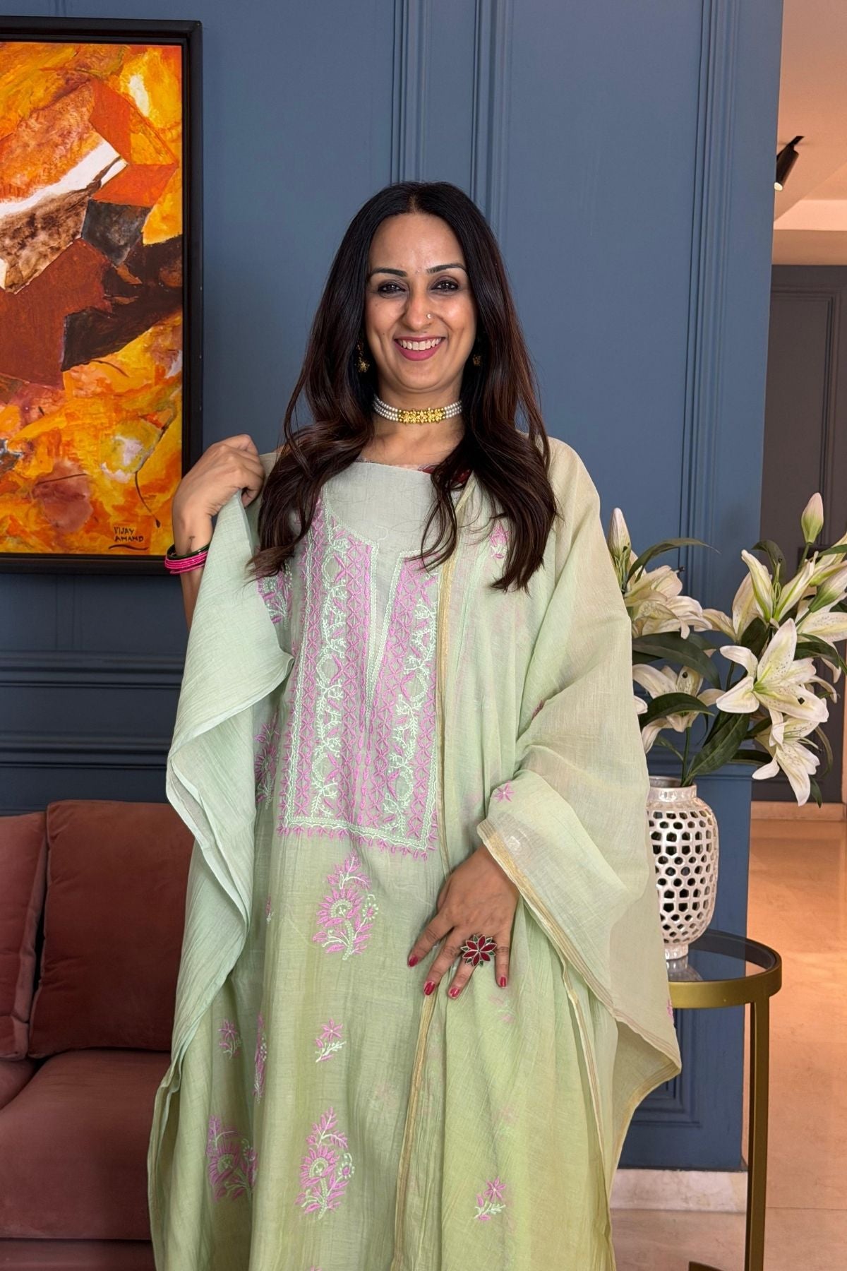 Ombré Chikankari on pure Mul cotton!!!