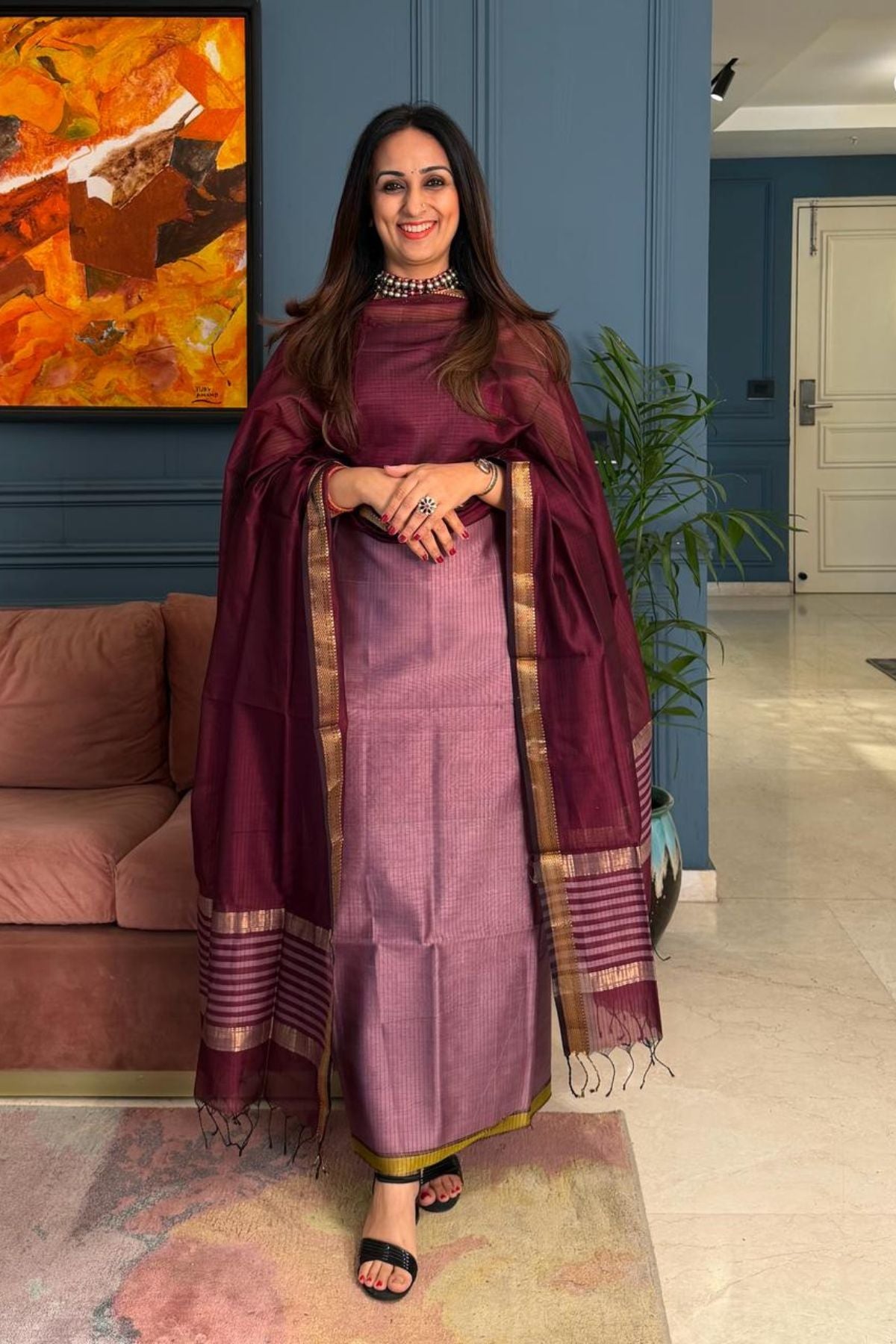 Summer special Maheshwari silk kurta dupatta set!!