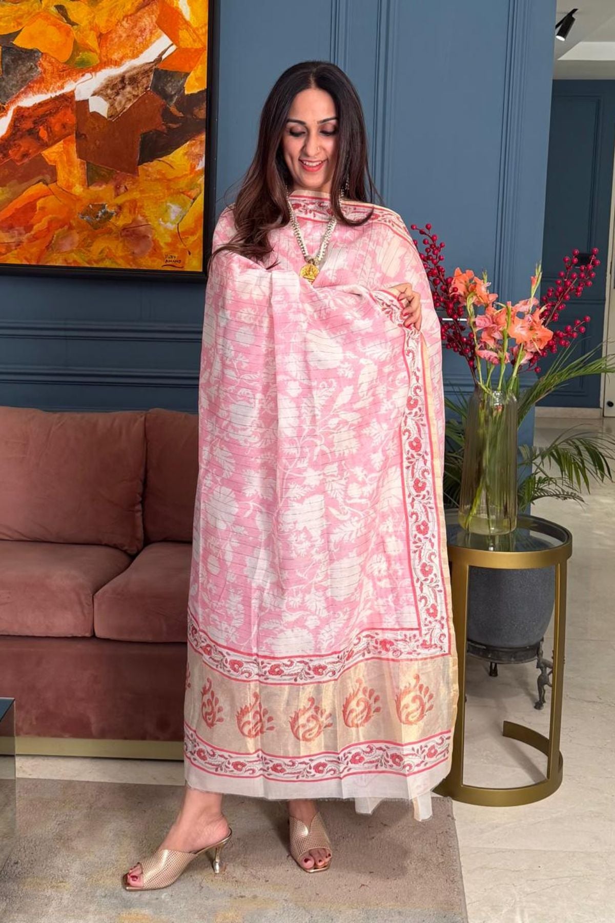 Tissue Maheshwari kurta dupatta set