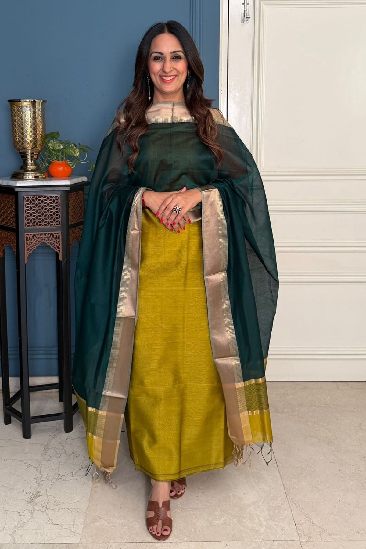 Maheshwari silk kurta dupatta set