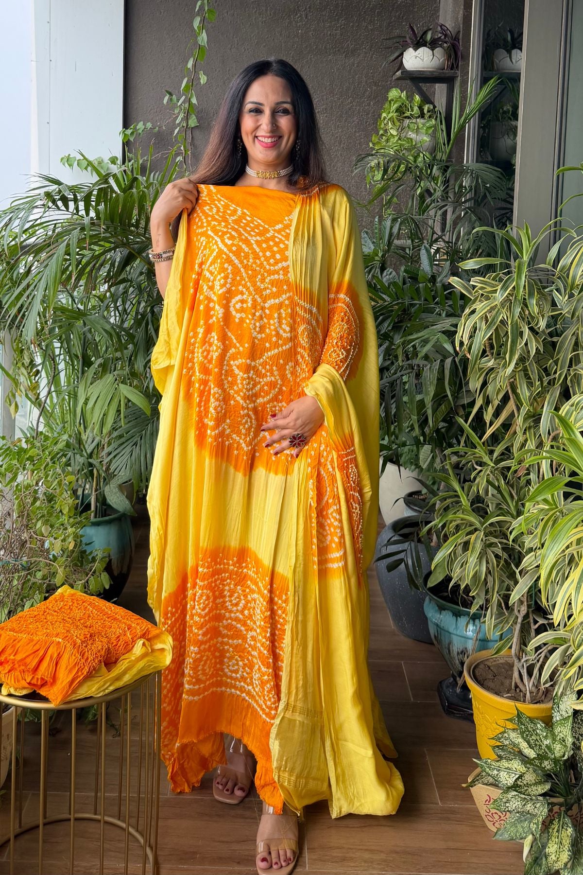 Bandhani work full sets on pure modal satin!!!