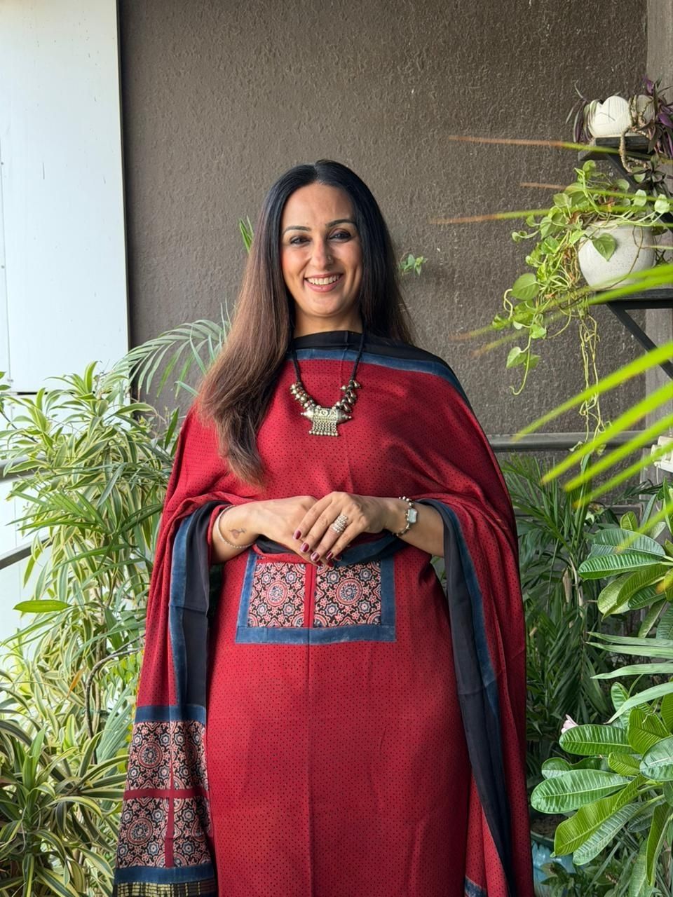 Handblocked Ajrakh full sets in modal with Lagdi patta on dupatta!!