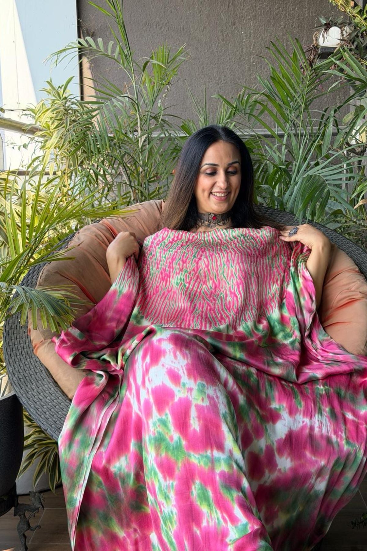 Shibori work with spray dyeing on pure modal!!