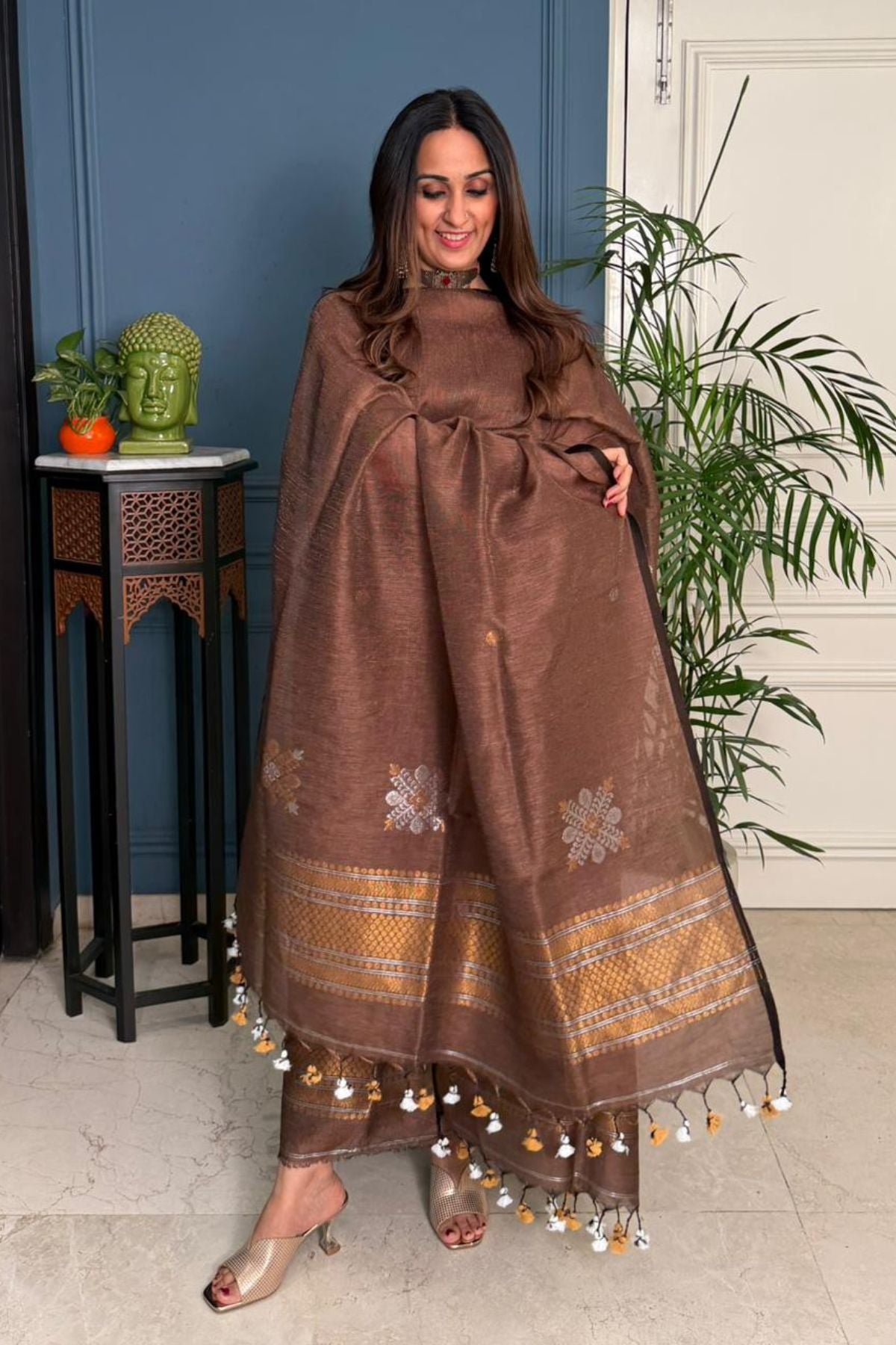 Jayshree tissue linen kurta dupatta set