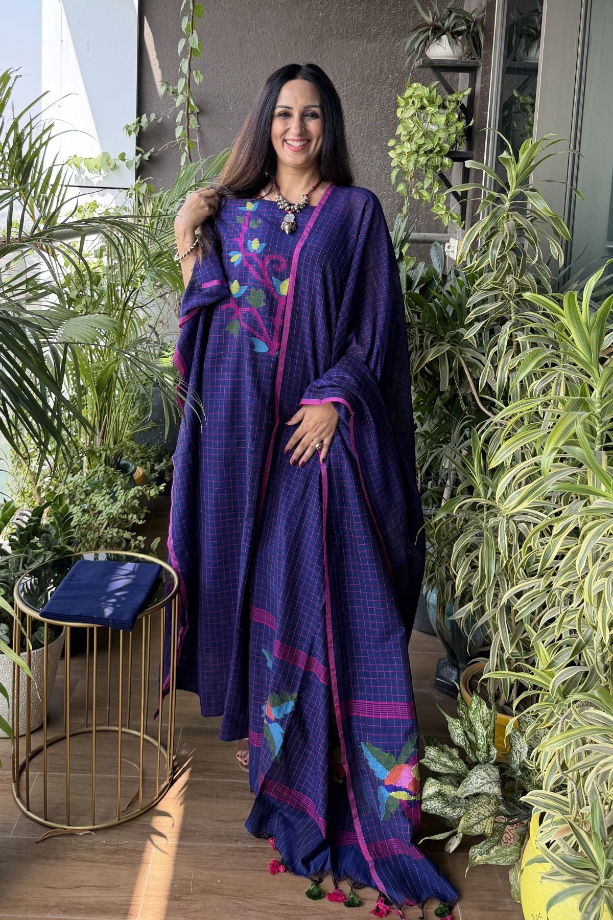 Handloom cotton self-check Jamdani full sets!!