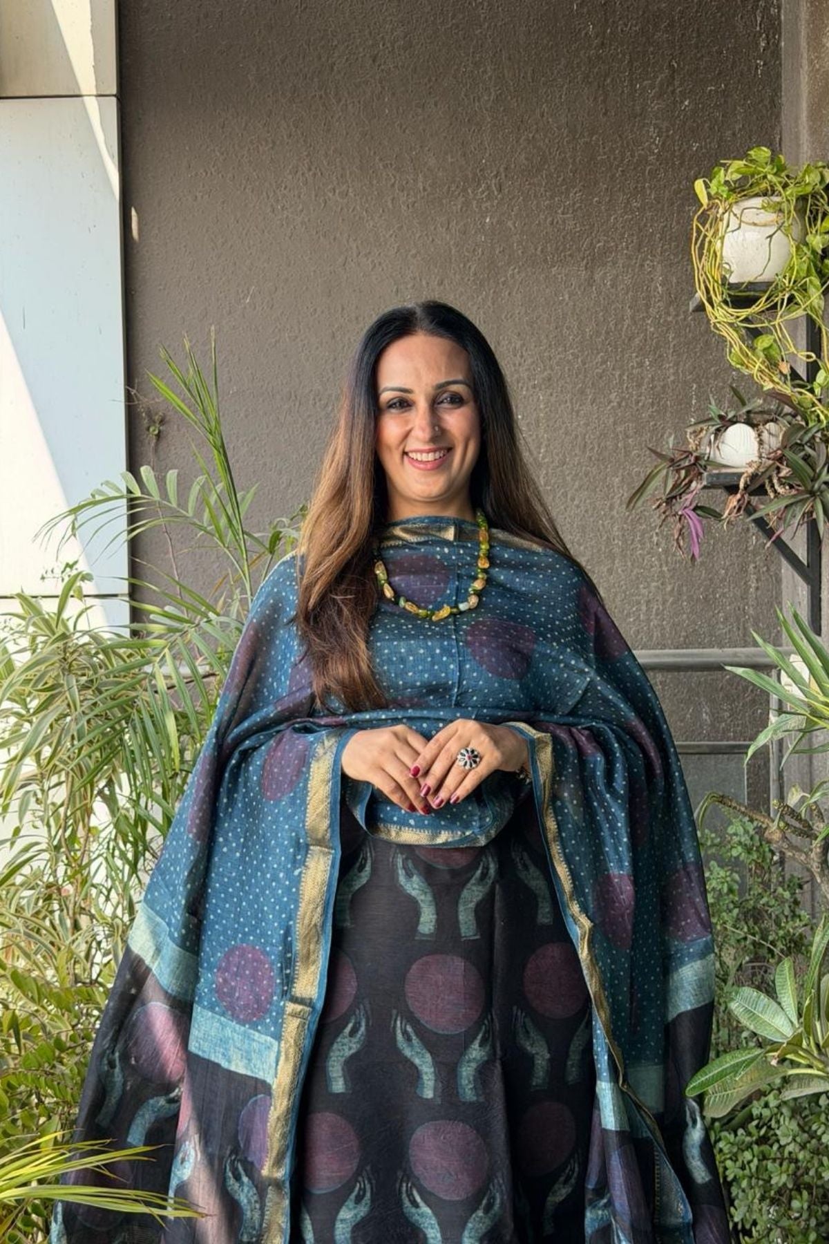 Handblocked with Pomegranate peel kurta dupatta sets in Maheshwari!!