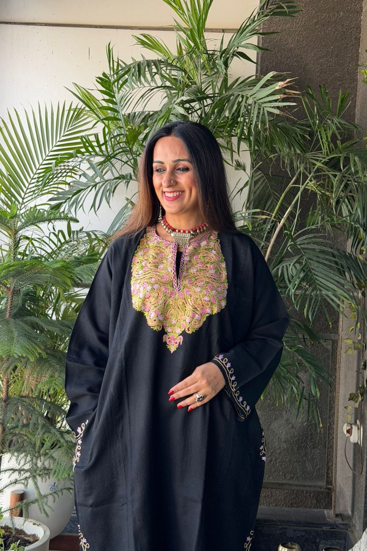 Woollen Kashmiri Phiran with Aari work