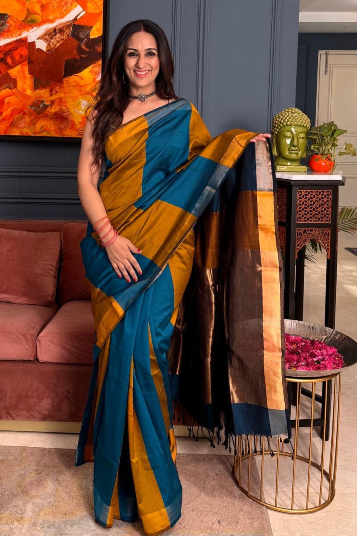 *Pure maheshwari handloom saree