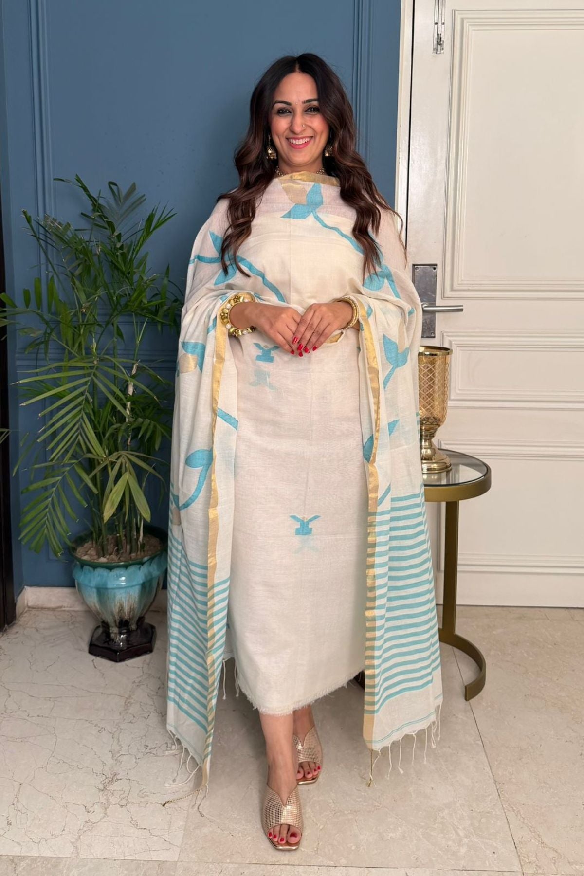 Jamdani kurta Duppatta sets on handspun cotton