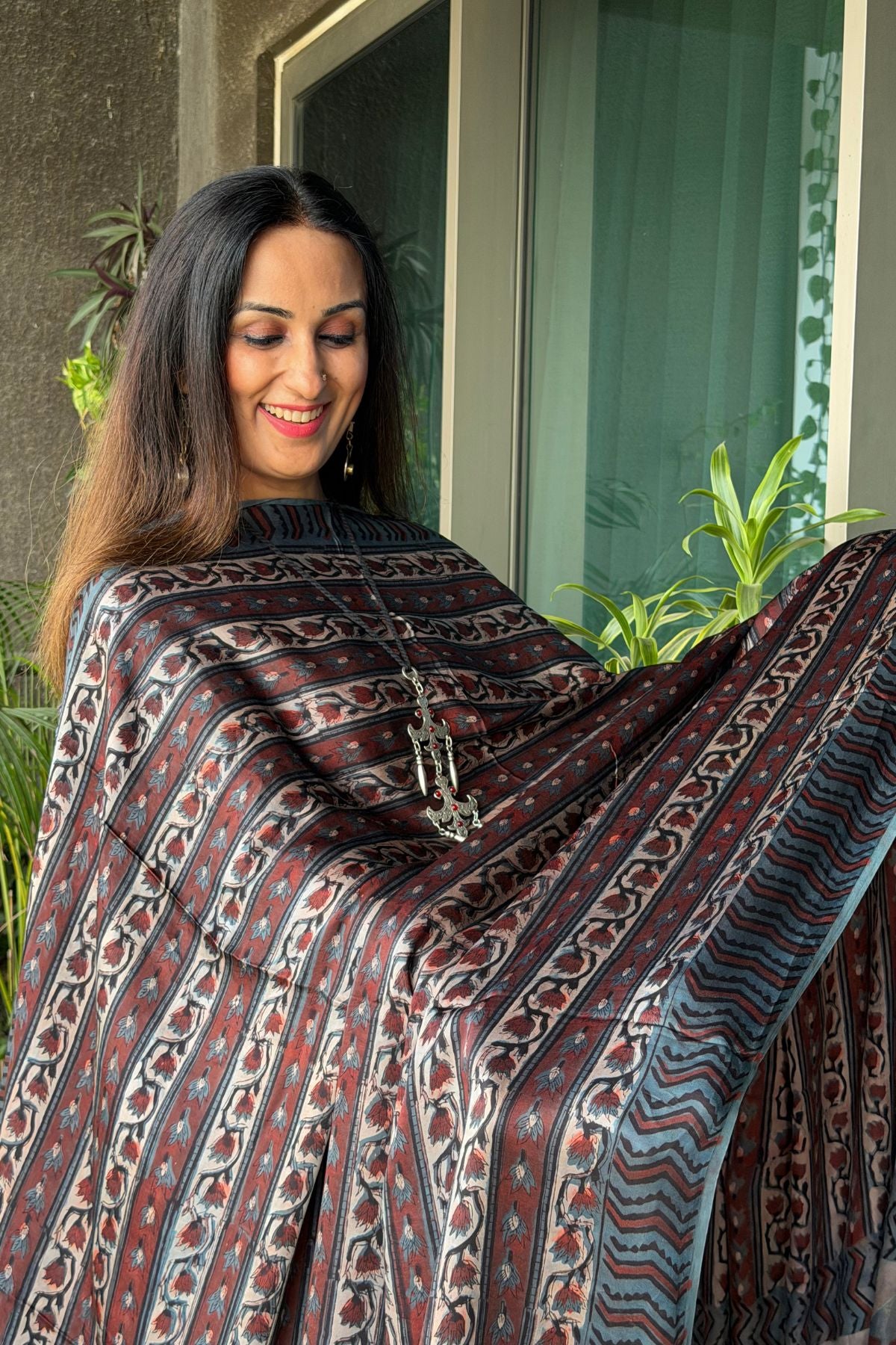 Ombré dyed modal kurta fabric with vegetable Handblock dyed dupatta!!