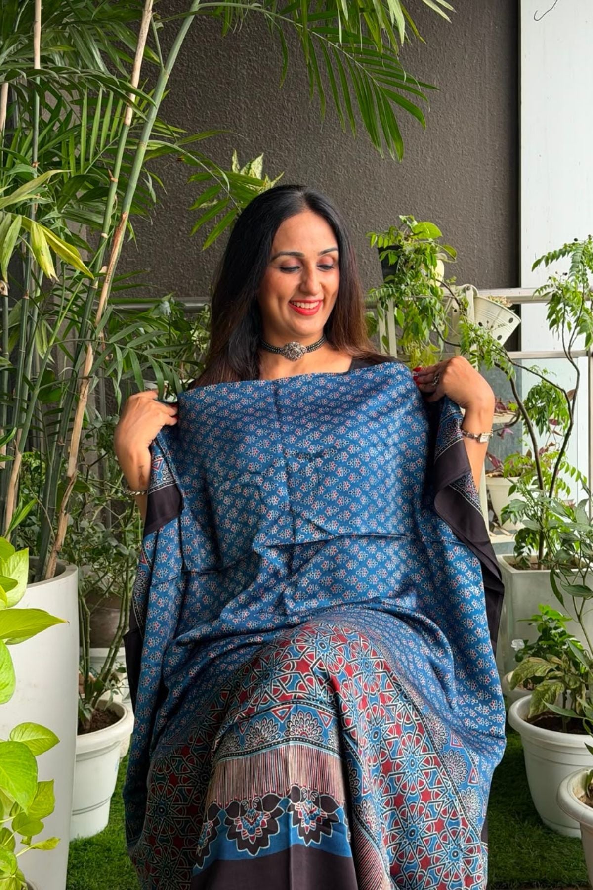 Ajrakh kurta fabric on pure modal !!