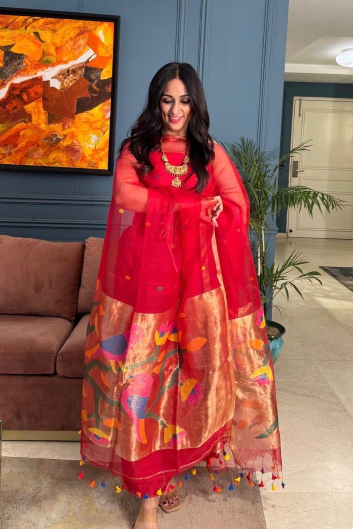 Muslin sets with Paithani inspired Jamdani work