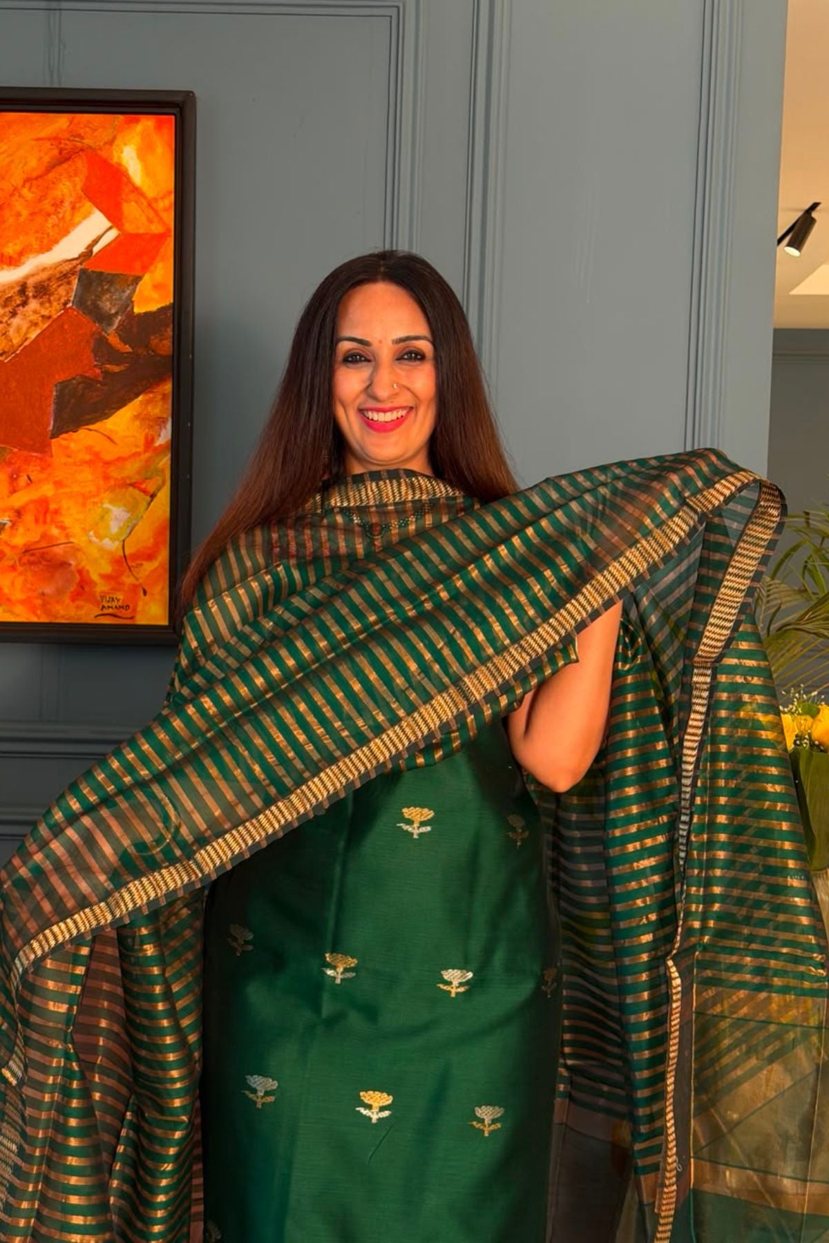 Handloom Maheshwari silk by cotton kurta dupatta sets!!