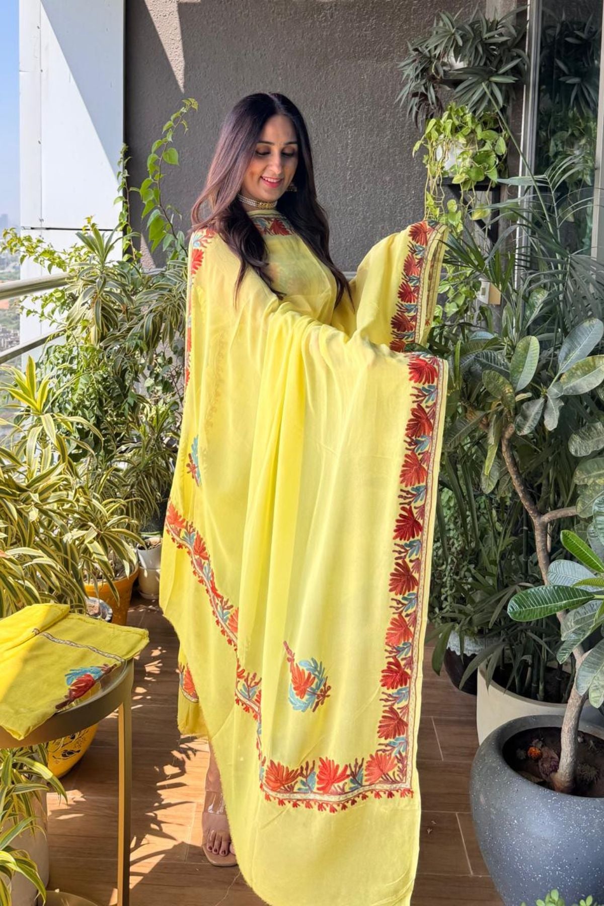 Kashmiri work on georgette suit sets