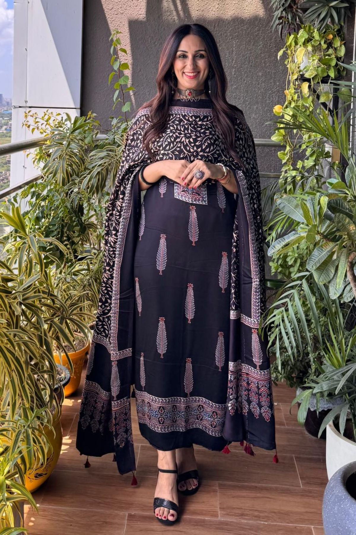 Ajrakh Modal Kurta Dupatta Set