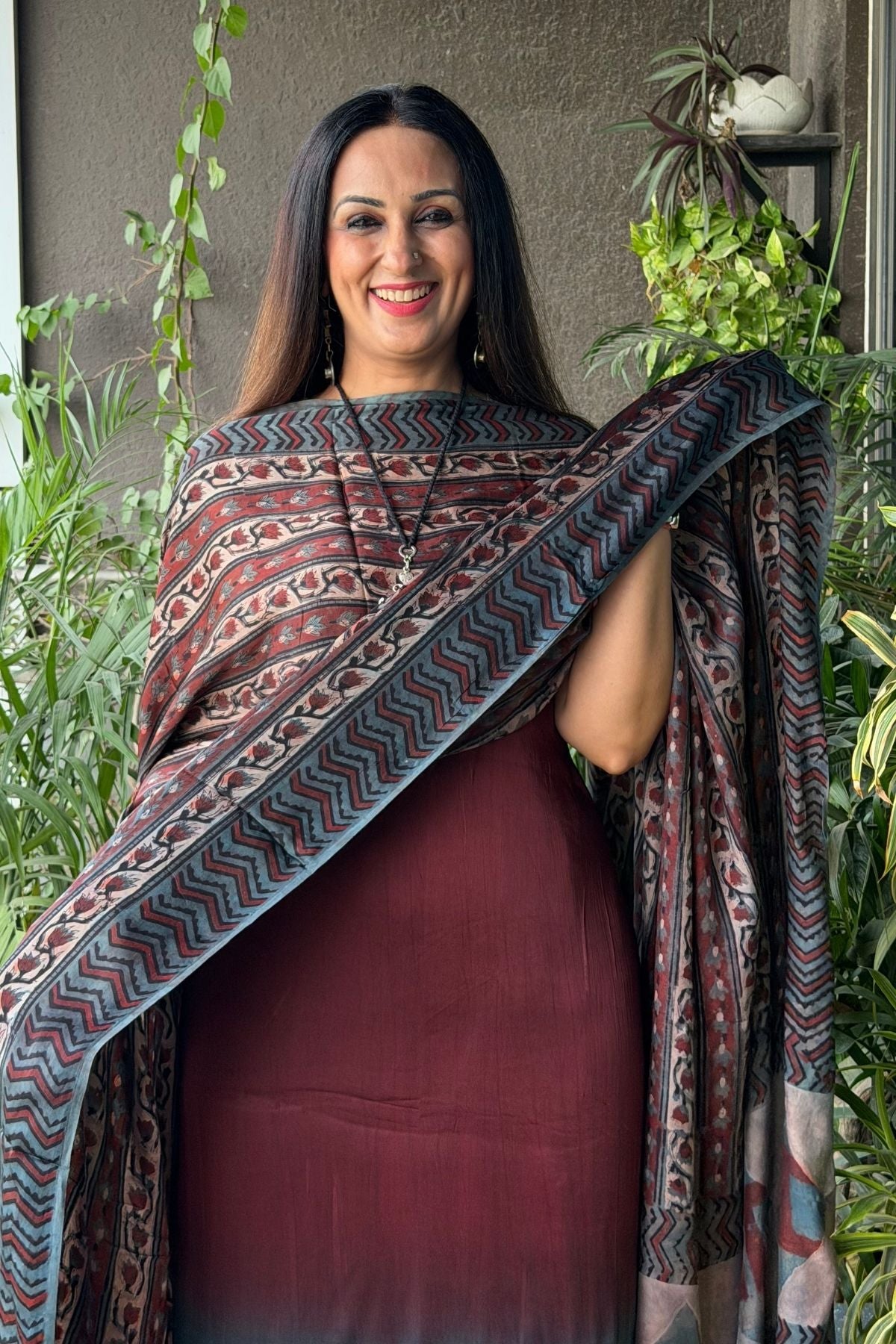 Ombré dyed modal kurta fabric with vegetable Handblock dyed dupatta!!