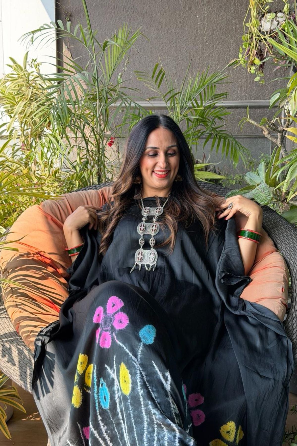 Handblocked Shibori shaded kurta on pure Modal