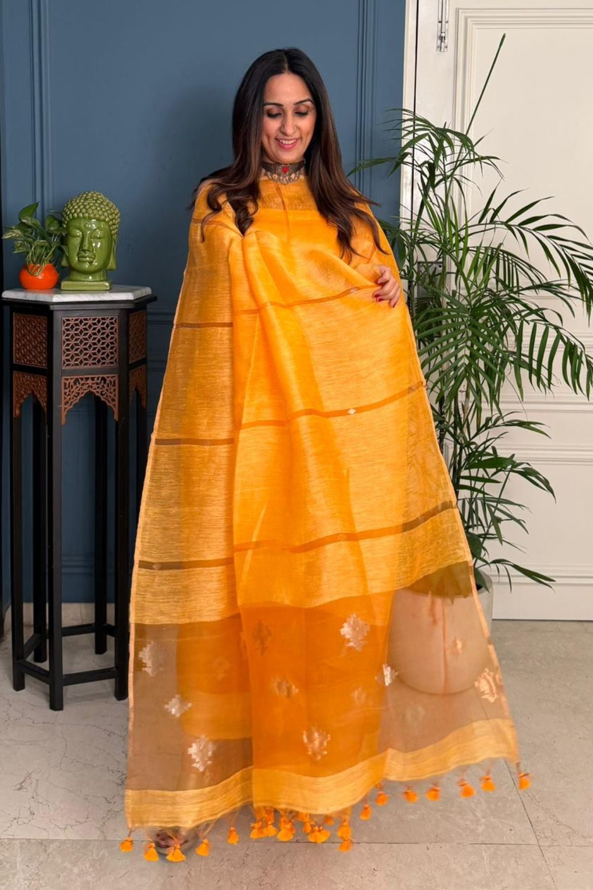 Jamdani weave on pure silk linen kurta dupatta!!