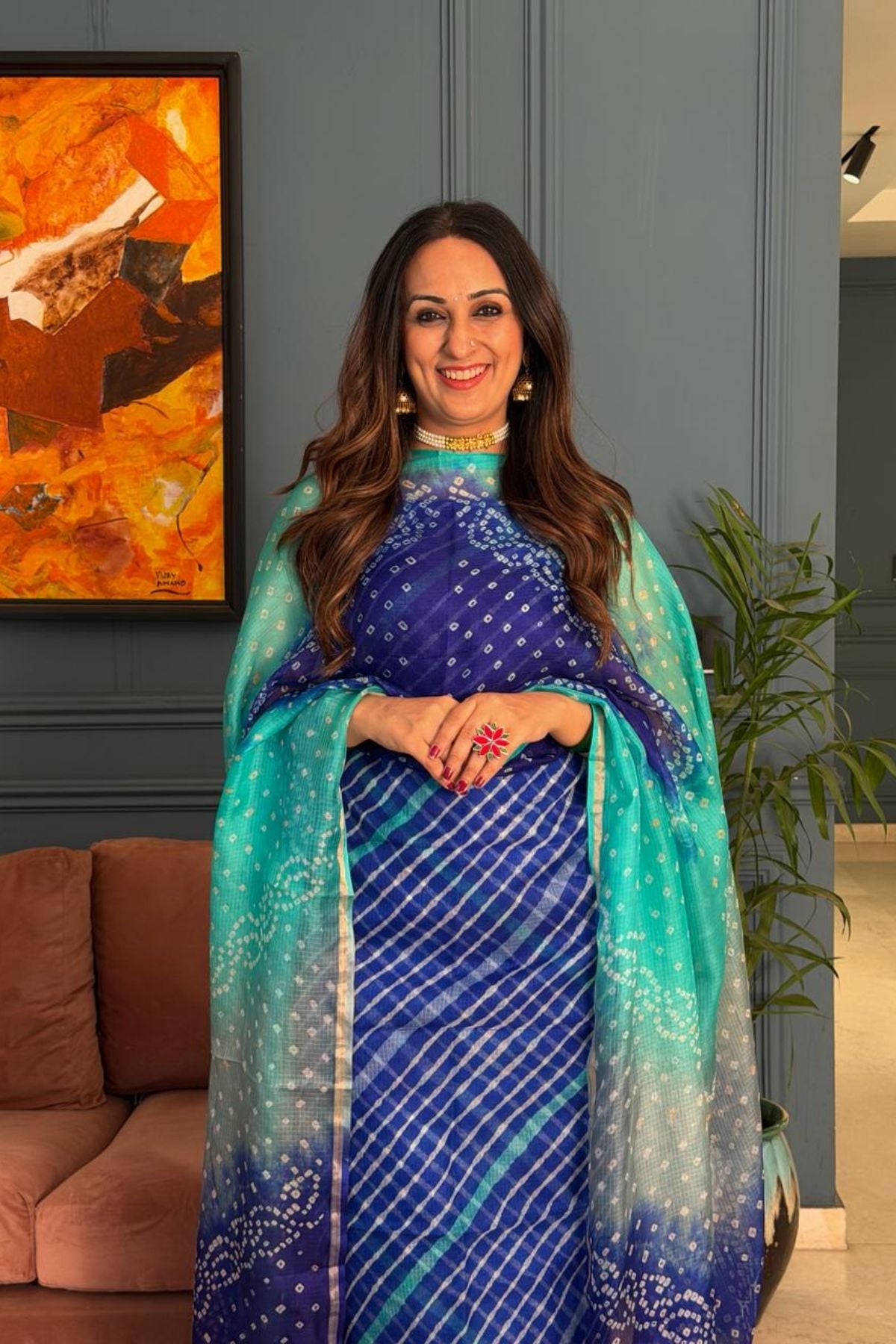 Summer friendly Kota silk kurta dupatta sets with hand done BANDHANI and leheriya